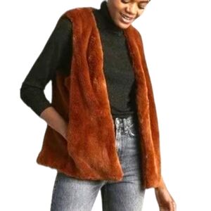 STELLA & Dot Soft Brown Faux Fur Vest Women's Small